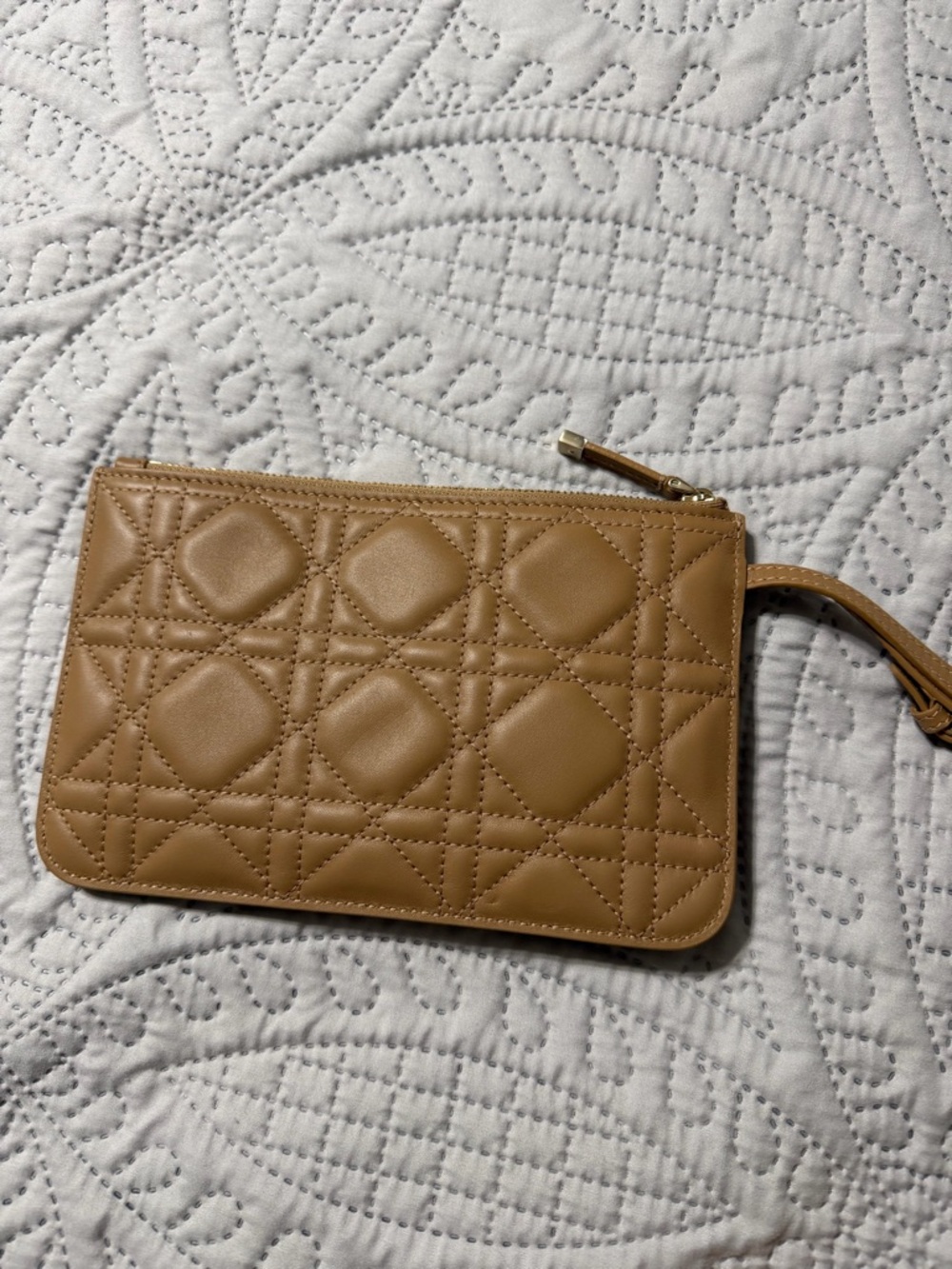 Dior Tan Quilted Tote with Matching Pouch and Gold Charm - Picture 10 of 10